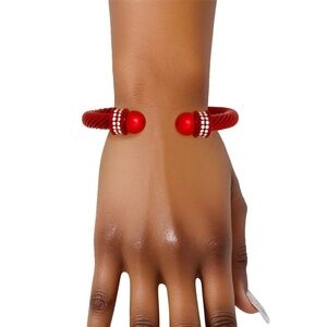 Delta Sorority Red Modern Minimalist Red Thick Cable Classic Bangle